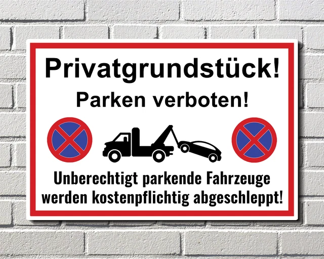 Blechschild „Privatgrundstück – Parken Verboten“ – Gewölbt, 20x30 Cm, Made In Germany