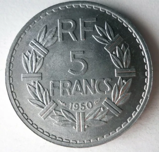1950 FRANCE 5 FRANCS - High Quality Coin - FREE SHIP - Bin #155
