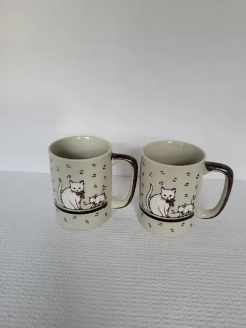 Pair of Vintage 70's Otagiri Cat& Kitten Mugs