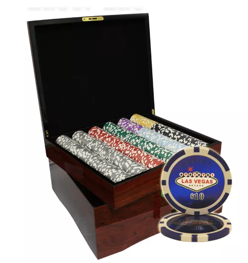 Mrc Poker 750Pcs 14G Las Vegas Poker Chips Set High Gloss Wood Case