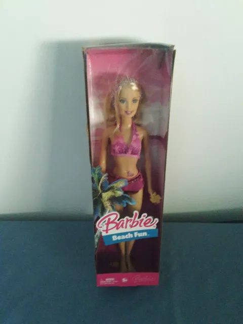 BEACH FUN BARBIE Doll 2006 New in Box J0709 sunscreen & heart