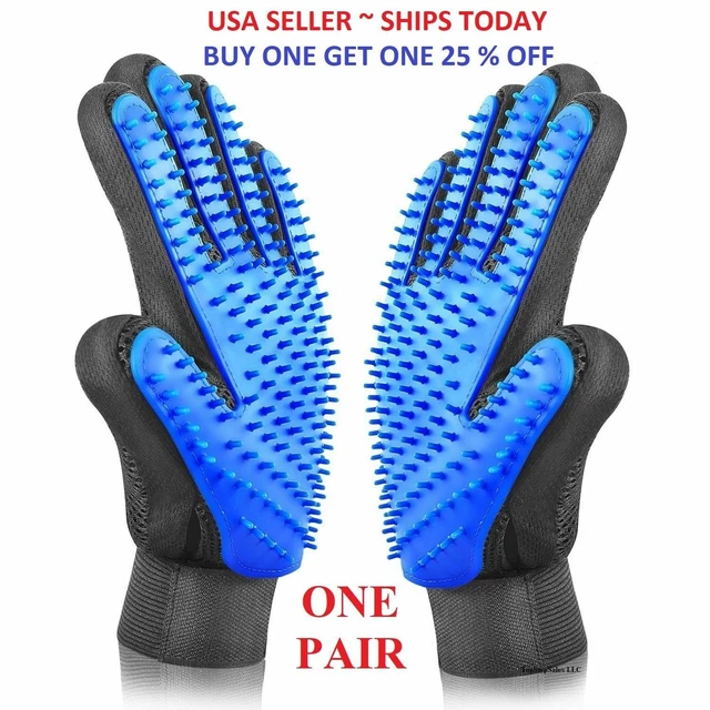 Pet Hair Remover Glove Brush Dog Cat Grooming Massage Soft Bath Shedding Glove
