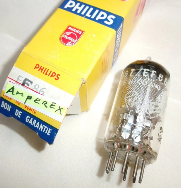 Tube électronique (lampe) EF86 / 6CF8 - Marque Mazda, NOS (New Old Stock) Dans Sa Boîte D'origine