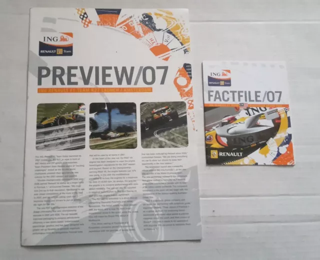 BROCHURE DI LANCIO RENAULT R27 F1 2007 + FILE FATTO MALESIA (Formula 1)