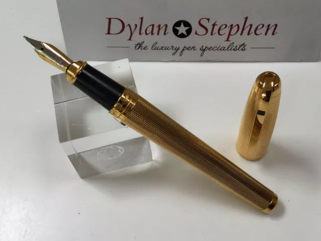 ST Dupont Olympio gold plated Barley large fountain pen 18K gold medium nib