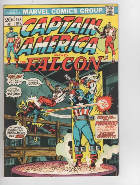 Captain America #168 VG+ to VG/FN Falcon 1st Helmut Zemo Bronze 1973 NICE!