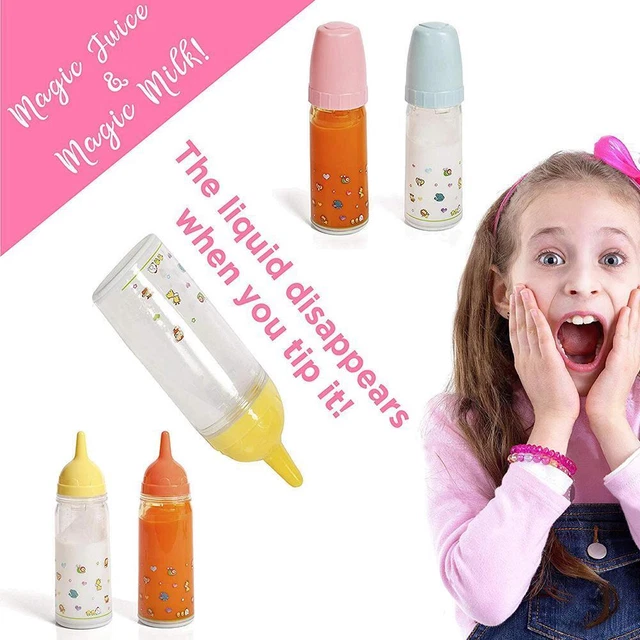 Set of 2 Pretend Play Baby Bottles with DisappeaRings Milk New U7 N1 N1 Q0F1