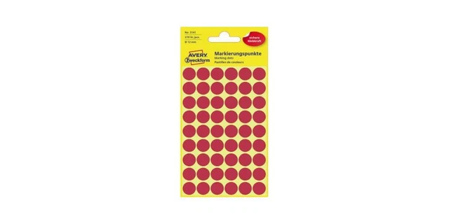 AVERY Zweckform Etiketten 3141 Markierungspunkt Ø12mm rot 270 Stück