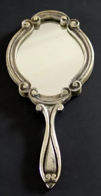 Miroir Face à main ancien en bronze ou laiton doré/argenté