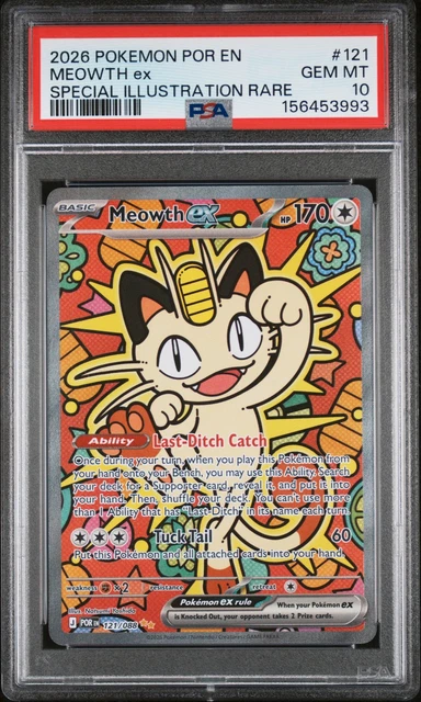 2026-pokemon-perfect-order-special-illustration-rare-121-meowth-ex-psa