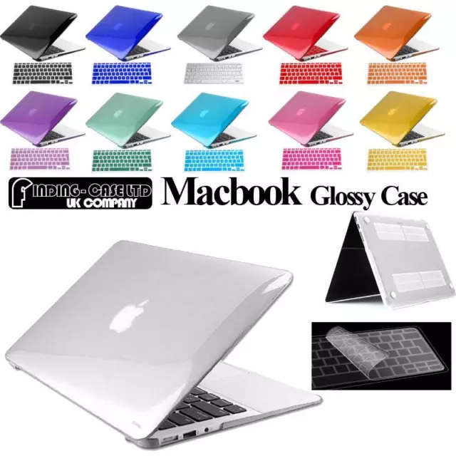Glossy Clear Case Cover + Keyboard Skin for Apple MacBook air Pro 11 13 15 inch