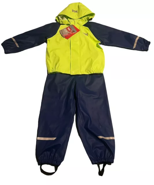 Helly Hansen Youth Unisex Helox + Jacket And Bibs 2 Piece Raingear Set Size 4