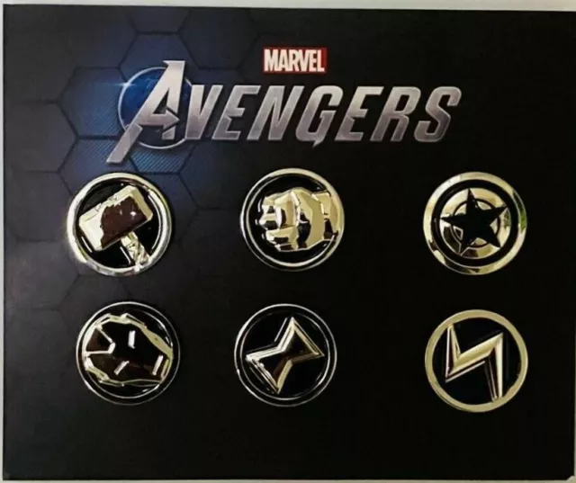 MARVEL AVENGERS Set 6 PINS NEW Factory Sealed Thor, Iron Man Hulk & more FREE SH