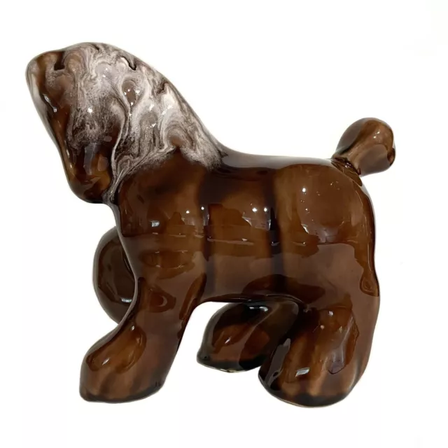 Vintage 1970s Brown Drip Glaze Clydesdale Horse Sculpture Abstract Pony Figure