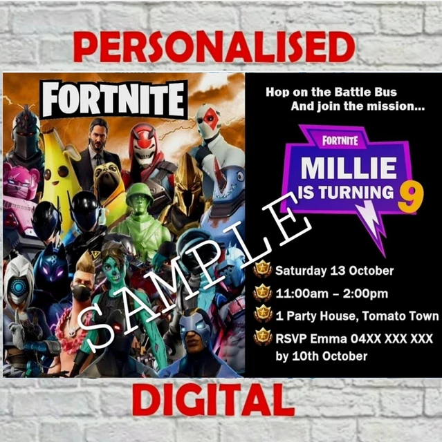 FORTNITE DIGITAL PRINTABLE Birthday Party Invitation £4.39 PicClick UK