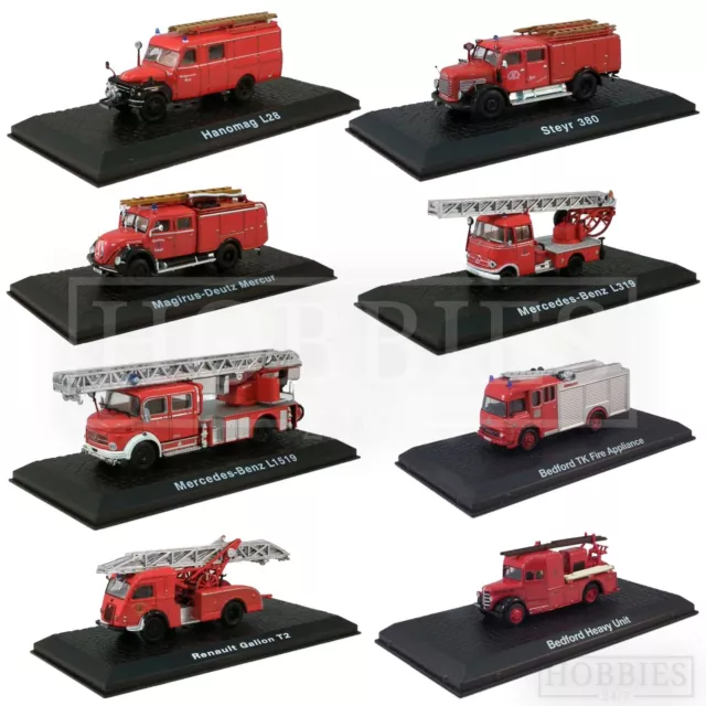 Atlas Diecast Fire Engines 1/72 Scale Truck Models Bedford Mercedes Renault