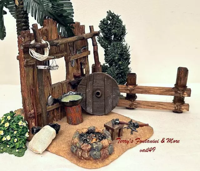 Fontanini Italy 5" Retired 5Pc Blacksmith Shop Village Nativity Bldg 55535 Gcib 3