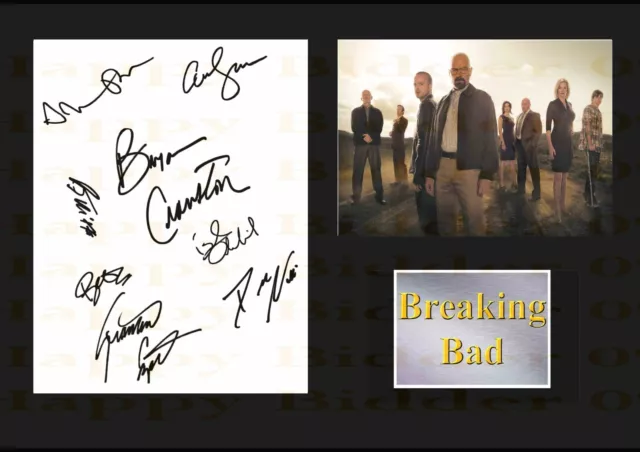 A4 Cast Signed Breaking Bad Bryan Cranston Ready to frame