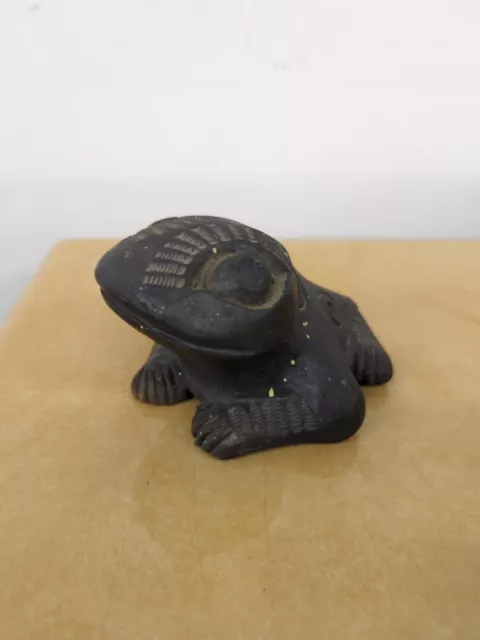 Vintage Aztec Inca Mayan Mexico Folk Art Pottery Clay pre columbian FROG WHISTLE