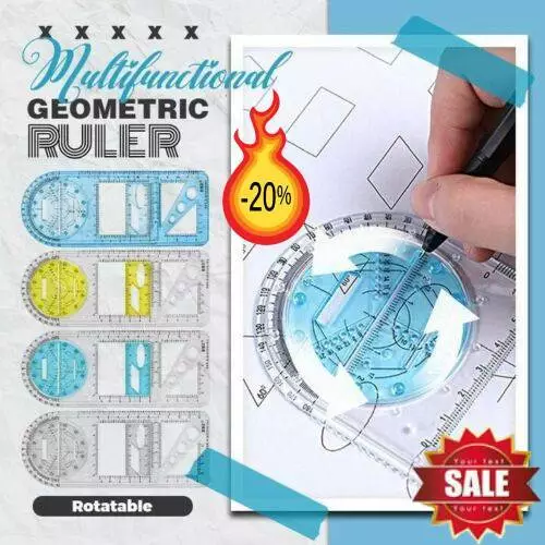 Multi-functional Drawing Ruler Mathematics Geometric Measuring Drafting Teaching