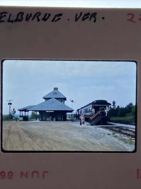 1966 Original 35mm Slide Shelburne Vermont Railroad Depot & Train People