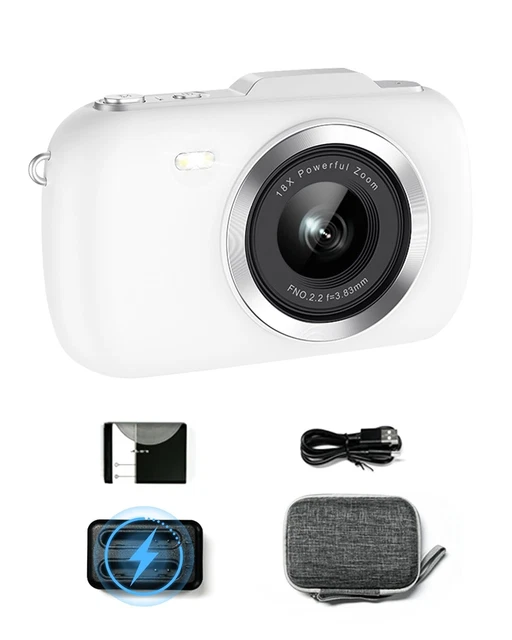 Appareil Photo Numérique Bofypoo FHD 1080p 44 MP Pour Enfants Avec Carte De 32 Go, Caméra De Vlogging Zoom 16x, Appareil Photo Numérique Compact Pour Adolescents, Débutants (noir