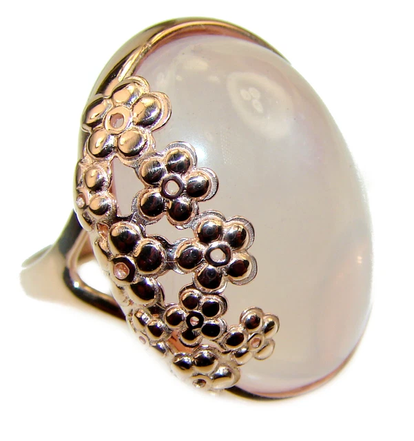 Large 24.2 carat Rose Quartz 18K Gold over .925 Sterling Silver brilliantly hand