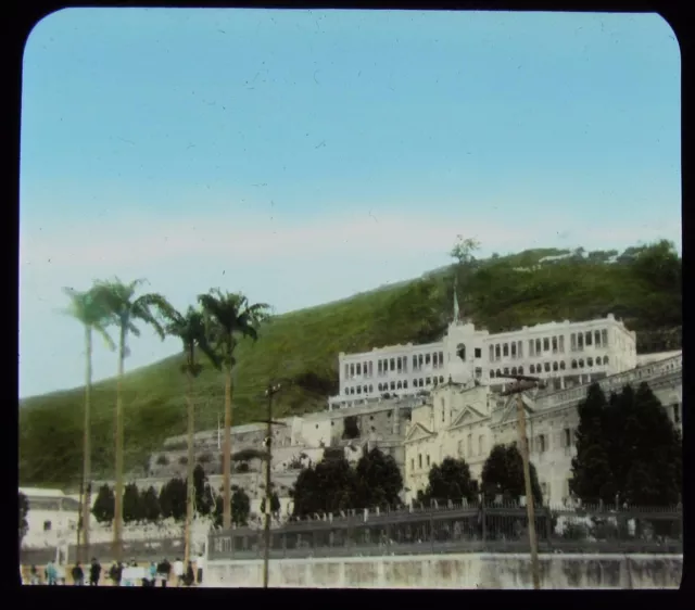 Glass Magic Lantern Slide THE GREAT HOSPITAL AT SANTOS BRAZIL C1910 PHOTO