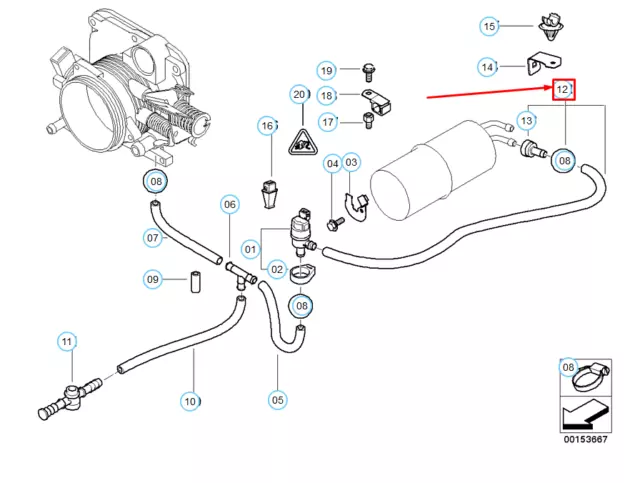 BMW 5 E39 Fuel Tank Breather Valve Hose 13901707839 1707839 NEW GENUINE