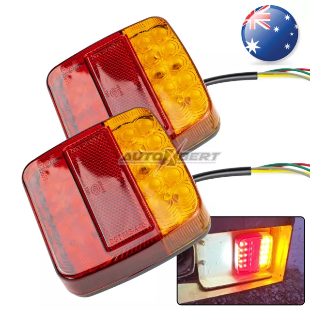 2X Trailer tail lights 26 LED Stop Tail Lights Submersible Boat Truck Lamp Parts