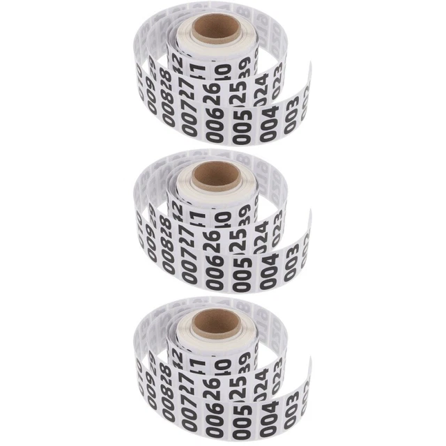 3 Rolls Heat Sensitive Stickers Number 1-100 Numbered Decals