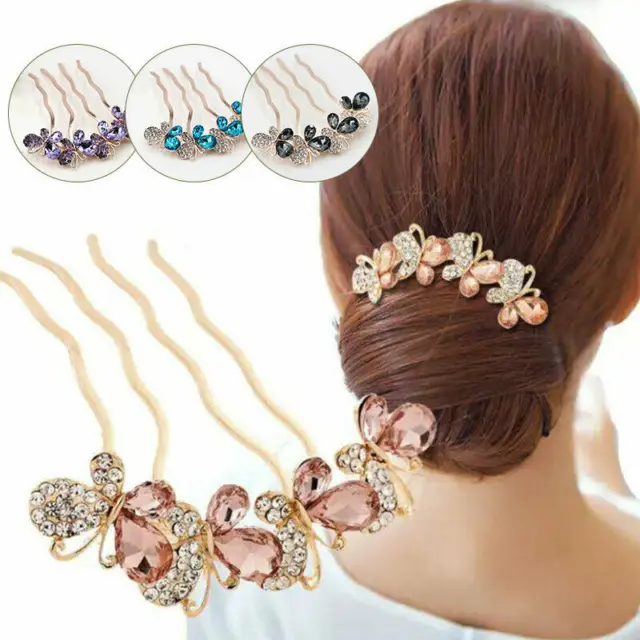 Women Crystal Butterfly Hair Comb Wedding Tiaras Bridal Hair Accessories Fashion