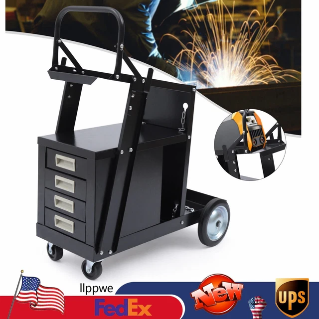 For MIG TIG ARC Plasma Cutter Tank Storage Welding Cabinet Cart w/ 4 Drawers