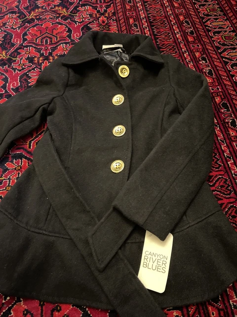 GIRLS BLACK Coat WITH LARGE BUTTONS AGE 4 BNWT, Brand Canyon River Blues