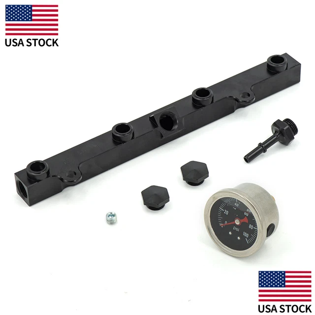HIGH FLOW FUEL Rail with 1/8npt gauge For Honda K20 K24 Rsx Civic