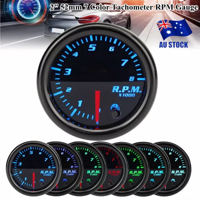 RPM Tachometer, 2in 10,000 RPM 7 Colors LED Shift Light Tachometer Gauge  Automotive Replacement Tachometers, Tacho Gauge Dashboard Universal