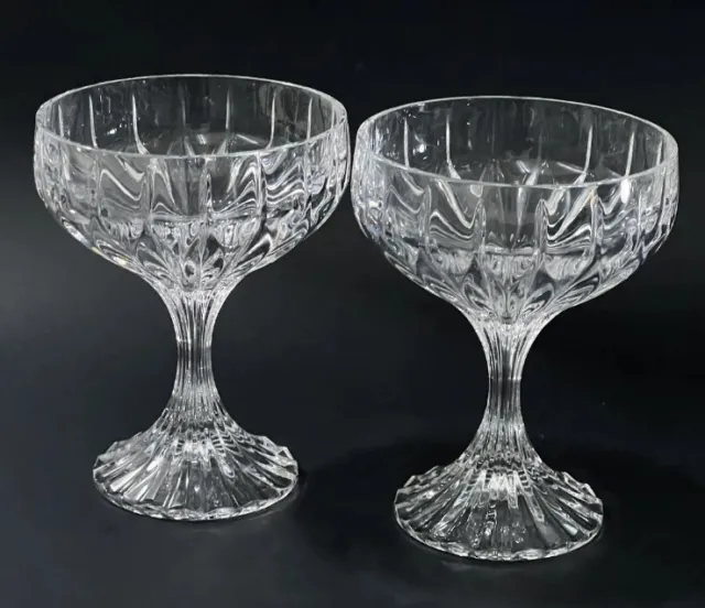 Vintage Mikasa CRYSTAL PARK LANE Set Of 2 Saucer Champagne Sherbet Glasses