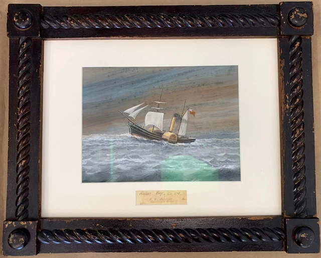 19th c Canadian Ship Painting SS Beaver Vancouver Puget Sound Pacific Northwest