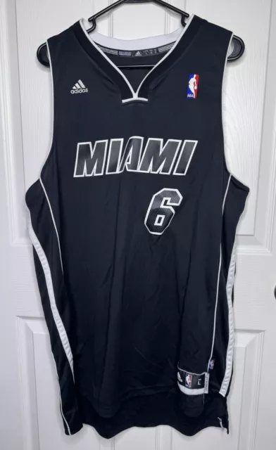 Adidas LeBron James #6 Miami Heat Black Out NBA Basketball Jersey Men’s Large