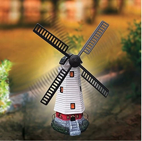 Solar Windmühle LED Licht Gartendeko Windrad Solarlampe Deko Figur Solarleuchte
