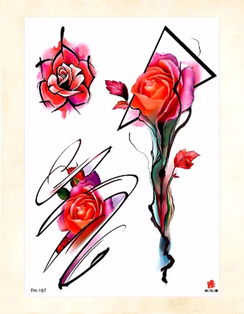 waterproof tatoo women rose flower 8.25" large arm tattoo temporary