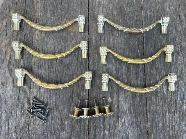 Set (10) Vintage Antique Brass Dresser Drawer Pulls/Knobs Handles Restore