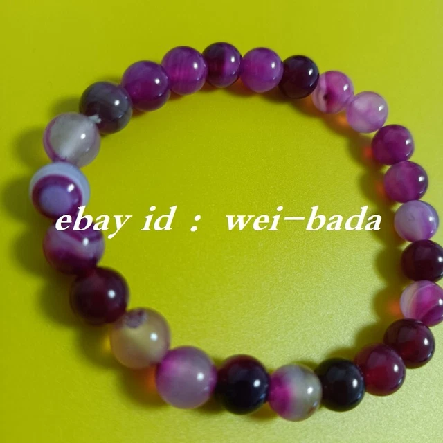 Fashion 10mm Multicolor Striped Onyx Agate Round Gemstone Beads Bracelet 7.5"