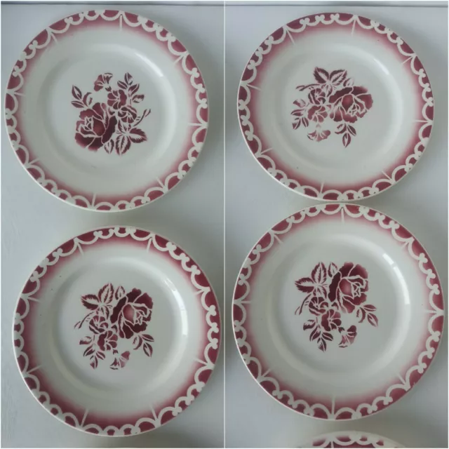 17 Assiettes (Plates & Creuses) PATRICIA Faïence DIGOIN SARREGUEMINES Rose Rouge 3