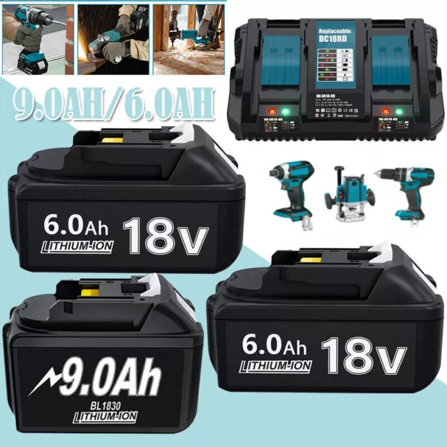 18V 9.0Ah Akku Für Makita BL1850 BL1830 LXT BL1860B 6Ah Batterie / Ladegerät DHL