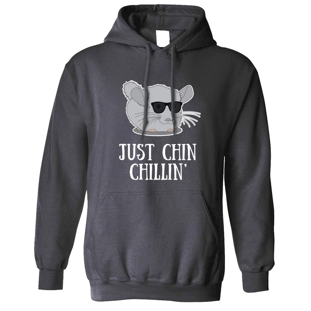 Felpa con cappuccio Just Chin-Chillin' fantastici occhiali da sole cincillà pet joke pun maglione con cappuccio