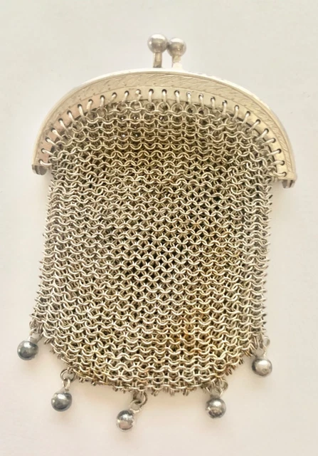 ANCIEN PORTE MONNAIE / bourse cotte de maille en argent massif
