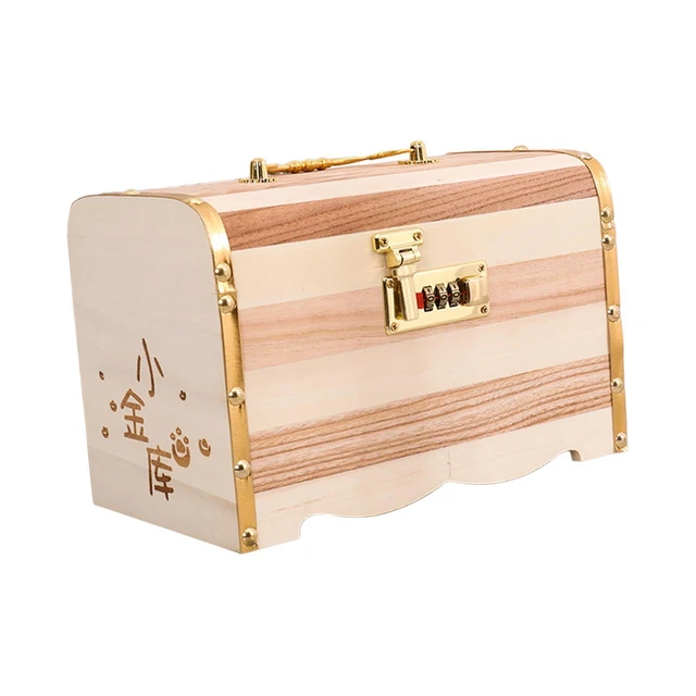 Wood Piggy Bank Saving Money Box Wooden Trinket Box for Boys Children Adults