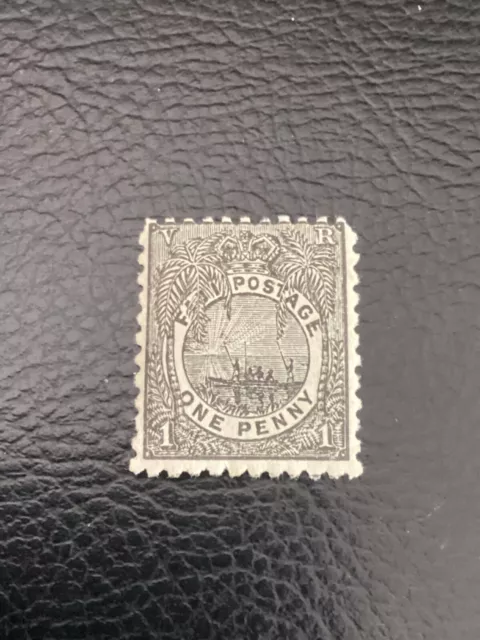 Fiji 1891 1d black (Native Canoe) MH