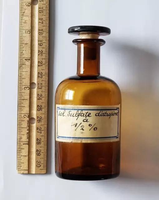 MOUTHBLOWN NARROW NECK APOTHECARY JAR 150 ml BELGIUM early 1900s